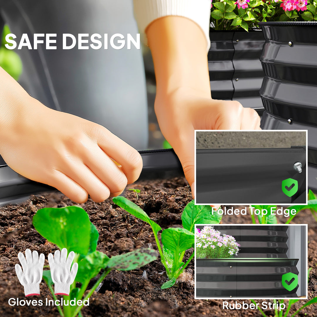 Two-Tier Galvanised Steel Garden Planter - Dark Grey