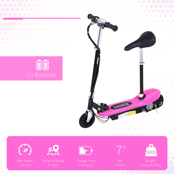 HOMCOM Outdoor Ride On Powered Scooter for kids Sporting Toy 120W Motor Bike 2 x 12V Battery - Pink