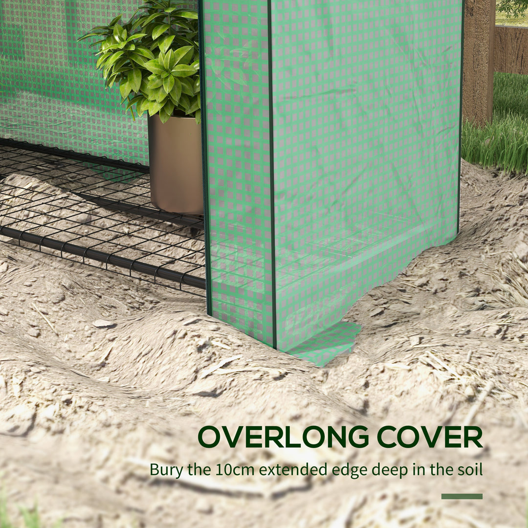 4 Tier Mini Greenhouse with Reinforced PE Cover, Portable Indoor Outdoor Green House with Roll-up Door and Wire Shelves, 170H x 120W x 50Dcm, Green