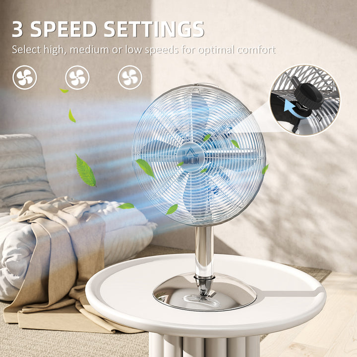 Three-Speed Oscillating Desk Fan - Silver-Tone