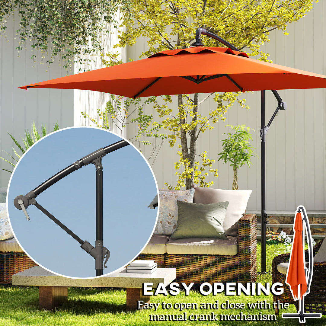 3(m) Cantilever Overhanging Parasol, with Cross Base - Orange
