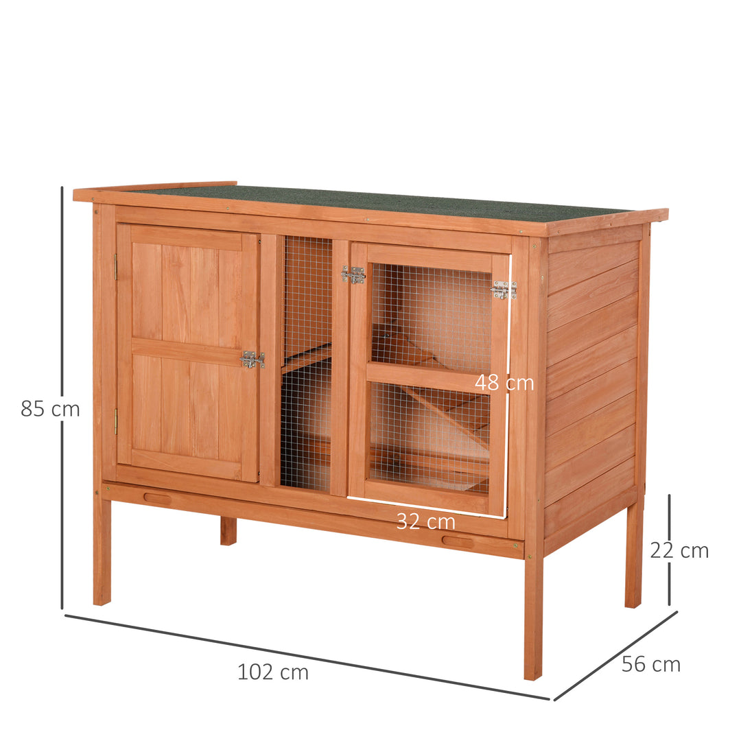 Wooden Guinea Pigs Hutches Elevated Pet Bunny House with Slide-Out Tray Openable Roof