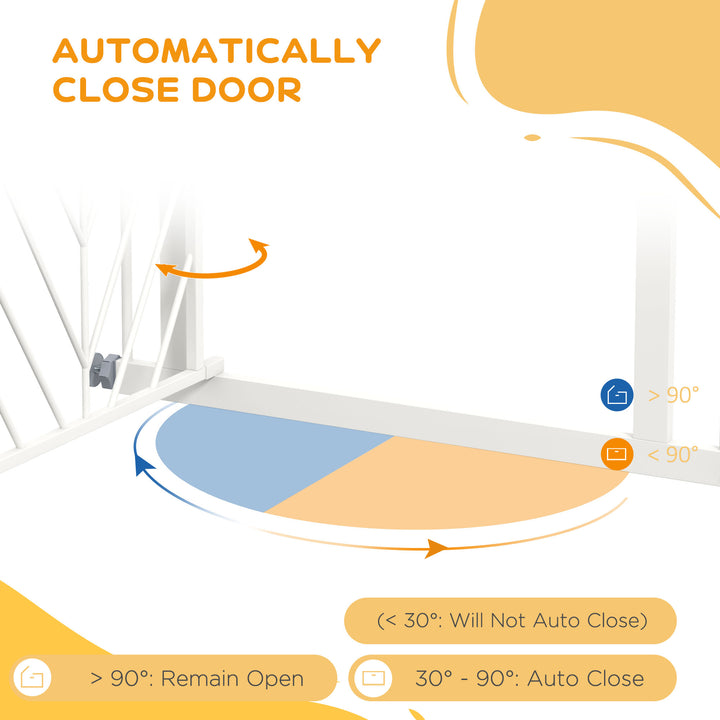 PawHut Pressure Fit Stair Gate, Dog Gate, with Auto Closing Door, Double Locking, Easy Installation, Openings 74-80cm - White | Aosom UK