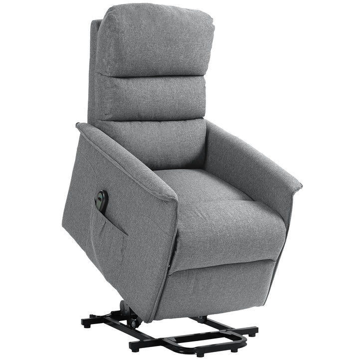 HOMCOM Electric Power Lift Recliner Chair with Spring Pack Seat, Fabric Recliner Armchair for Elderly w/ Footrest, Pockets | Aosom UK