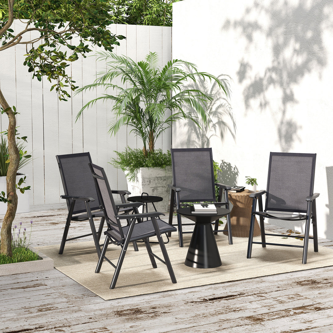 Set of Four Folding Garden Chairs - Charcoal Grey