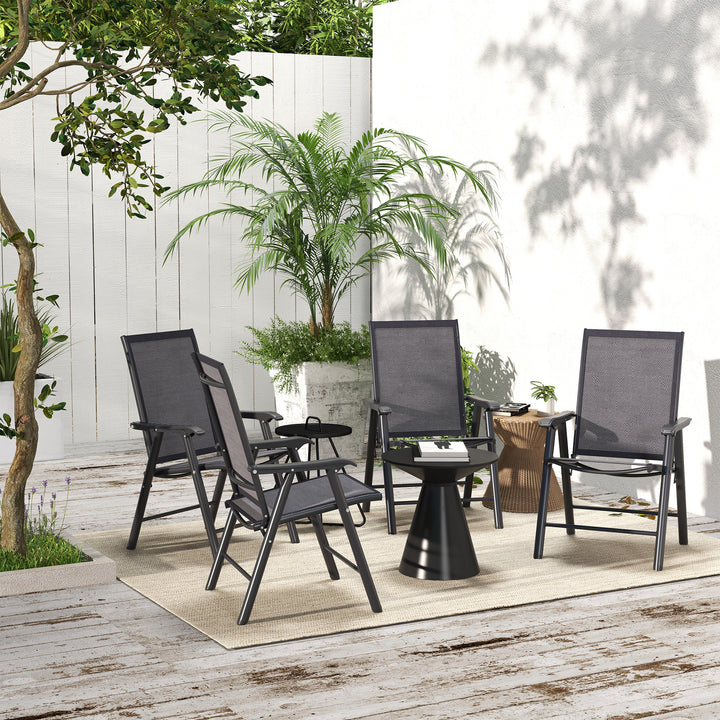 Set of Four Folding Garden Chairs - Charcoal Grey
