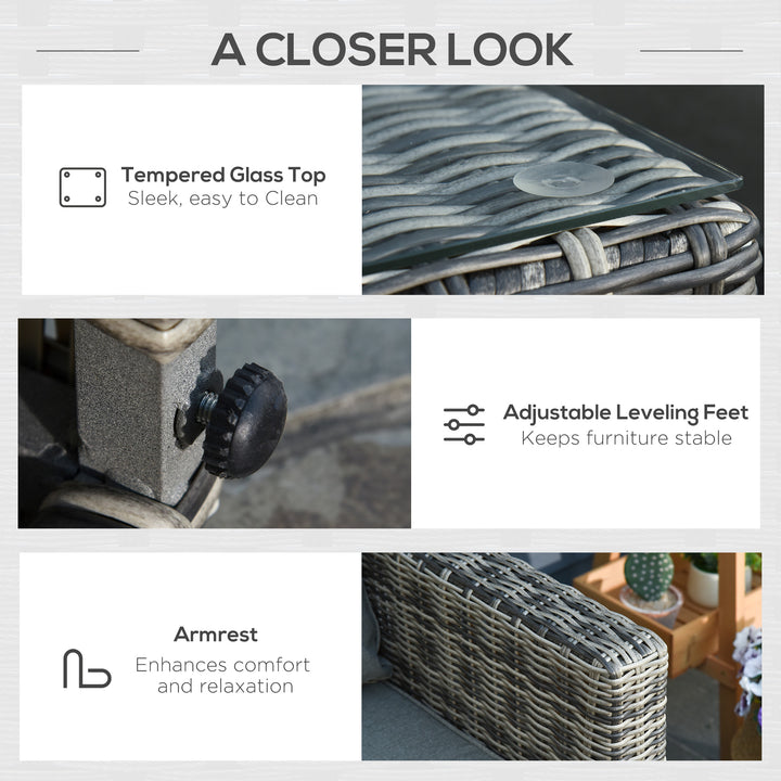 MCL Five Piece Rattan Armchair, Stool and Table Set - Mixed Grey