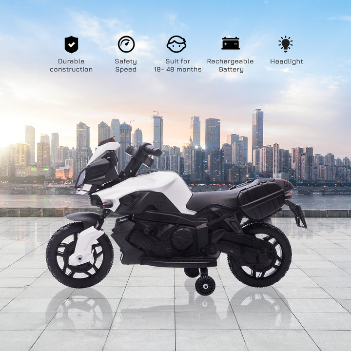 MCL Kids Electric Motorbike 6V Ride on Motorcycle Vehicle w/ Lights Horn Sounds for 1.5-4 Years Old White