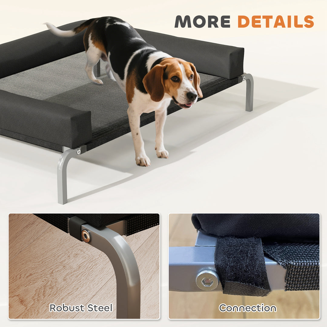 Elevated Dog Bed with Removable Bolsters, Raised Dog Bed for Medium Br