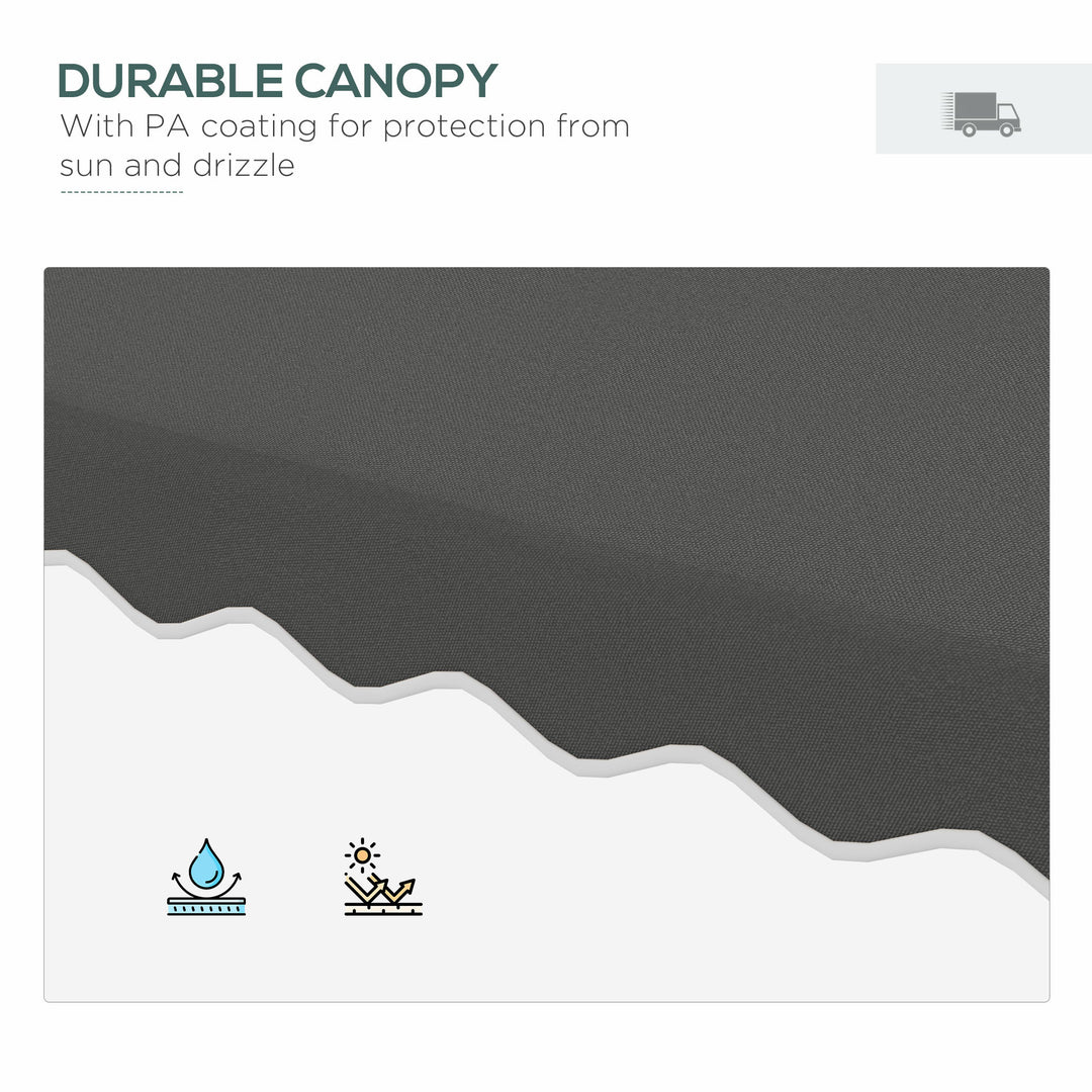 2.5m Square Double Top Garden Parasol Cantilever Umbrella with Ruffles, Dark Grey