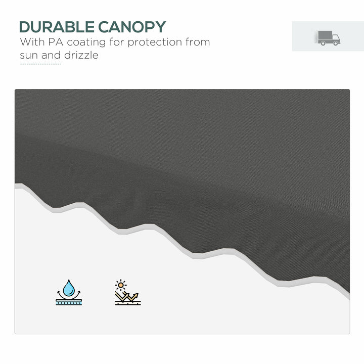 2.5m Square Double Top Garden Parasol Cantilever Umbrella with Ruffles, Dark Grey