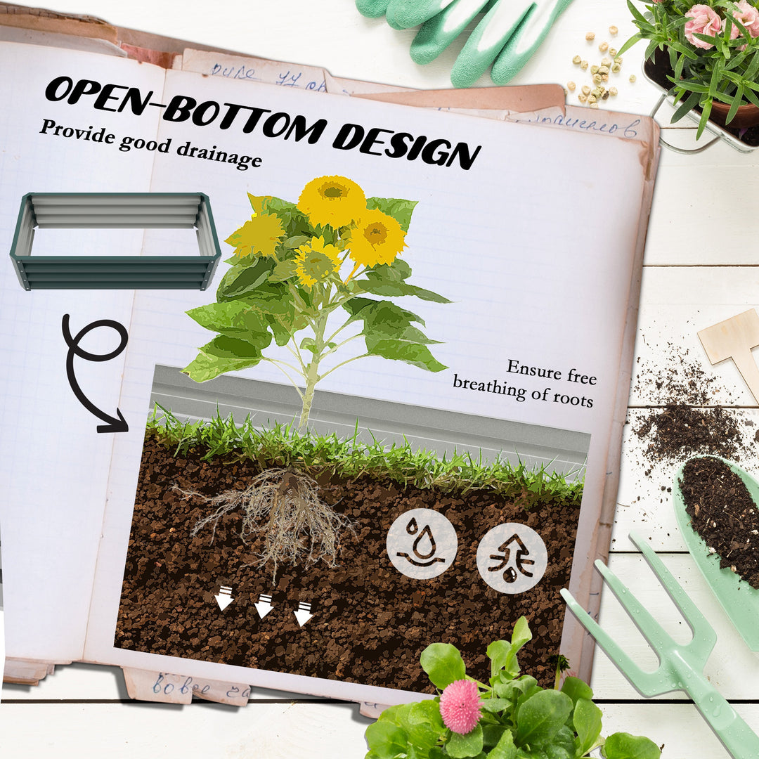 Set of Two 110 x 65cm Steel Planter Boxes - Green