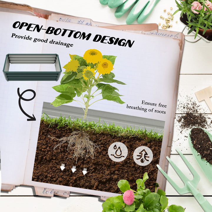 Set of Two 110 x 65cm Steel Planter Boxes - Green