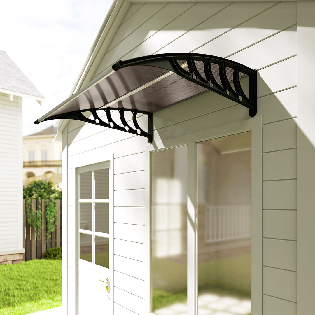 Front Door Canopy, Outdoor Awning, Rain Shelter for Window, Porch and Front/Back Door, Black 103 x 96.5 cm