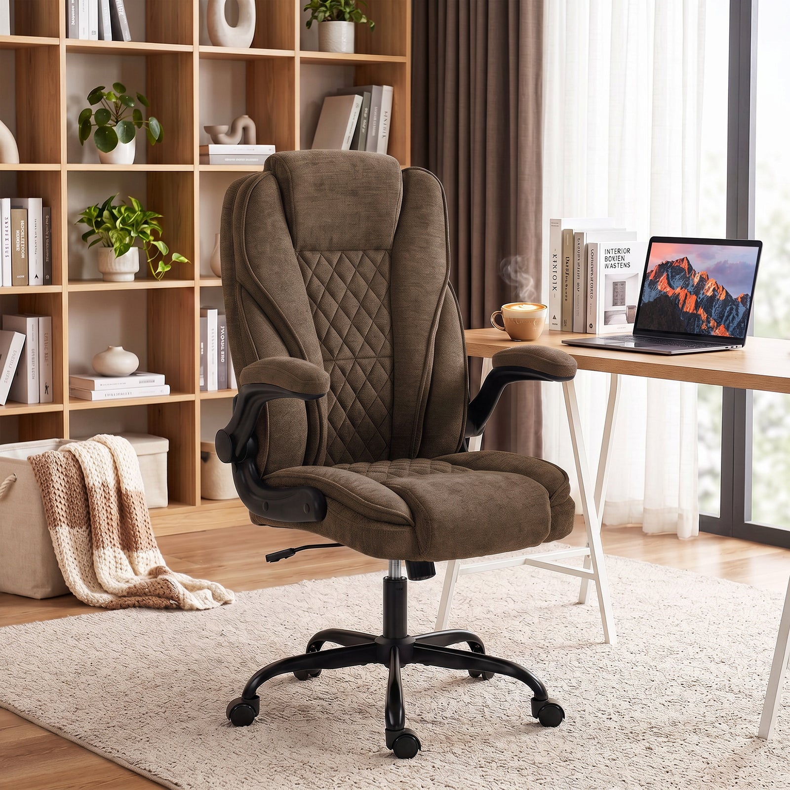 Office Chair, Ergonomic Desk Chair with Flip-up Armrest, Pocket Spring