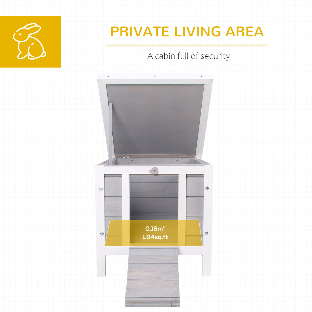 MCL Wooden Rabbit Hutch Outdoor, Guinea Pig Hutch, Rabbit Hideaway, Cat House, Bunny Cage Small Animal House with Openable Roof, 51 x 42 x 43 cm, Grey