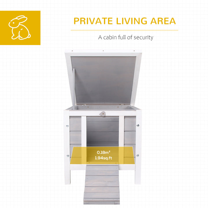 MCL Wooden Rabbit Hutch Outdoor, Guinea Pig Hutch, Rabbit Hideaway, Cat House, Bunny Cage Small Animal House with Openable Roof, 51 x 42 x 43 cm, Grey