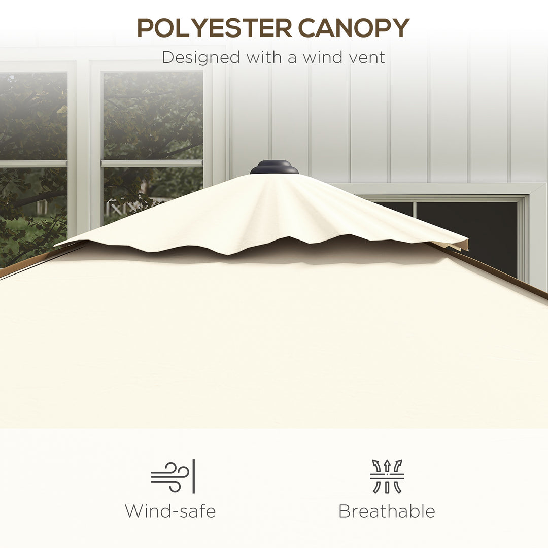 215cm Square Canopy Parasol, with Contrast Piping - Beige/Brown