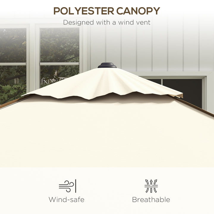 215cm Square Canopy Parasol, with Contrast Piping - Beige/Brown