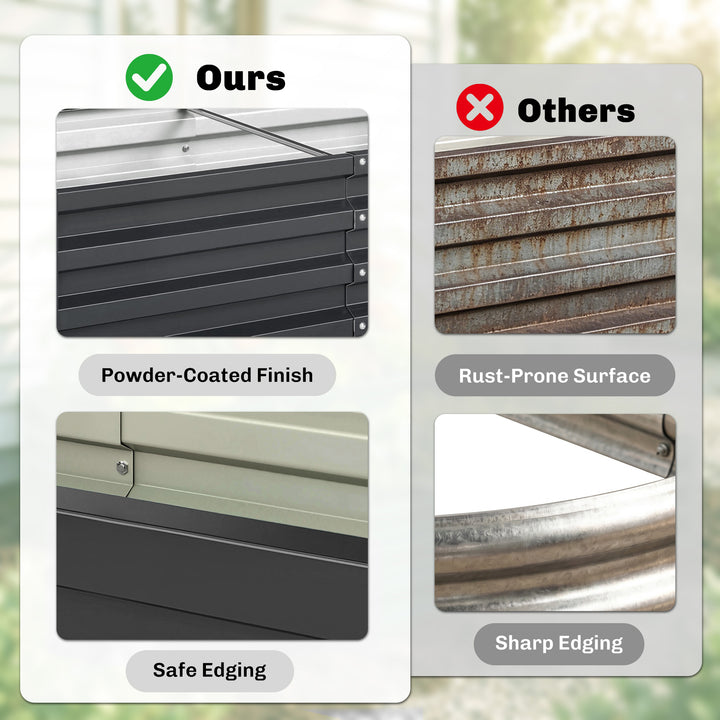 Set of 2 Raised Beds for Garden, Galvanised Outdoor Planters for Herbs