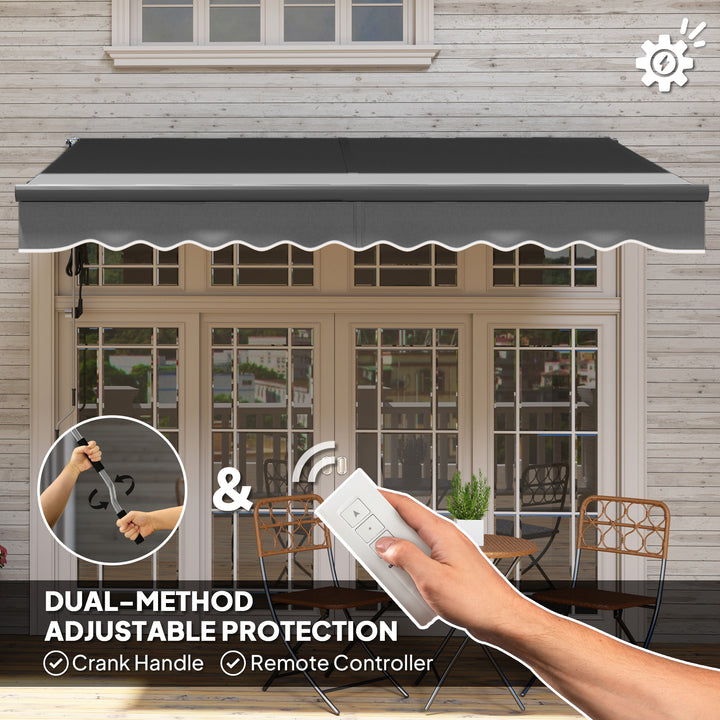 3 x 2.5m Electric Awning with Remote Controller, Aluminium Frame DIY Retractable Awning, UV30+ Sun Shade Canopy for Garden Patio Deck Door Window, Dark Grey