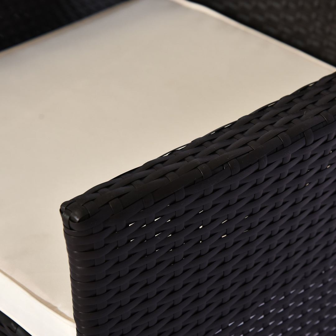 MCL 2 Seater Rattan Campanion Chair Wicker Loveseat Outdoor Patio Armchair with Drink Table Garden Furniture - Dark Brown