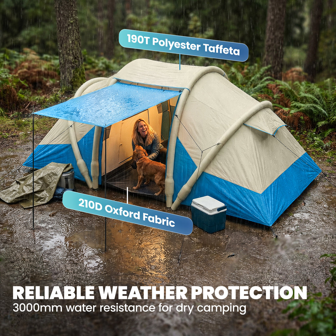 Inflatable Tent 2 Bedroom Tunnel Design Windproof Air Tent with Carry 