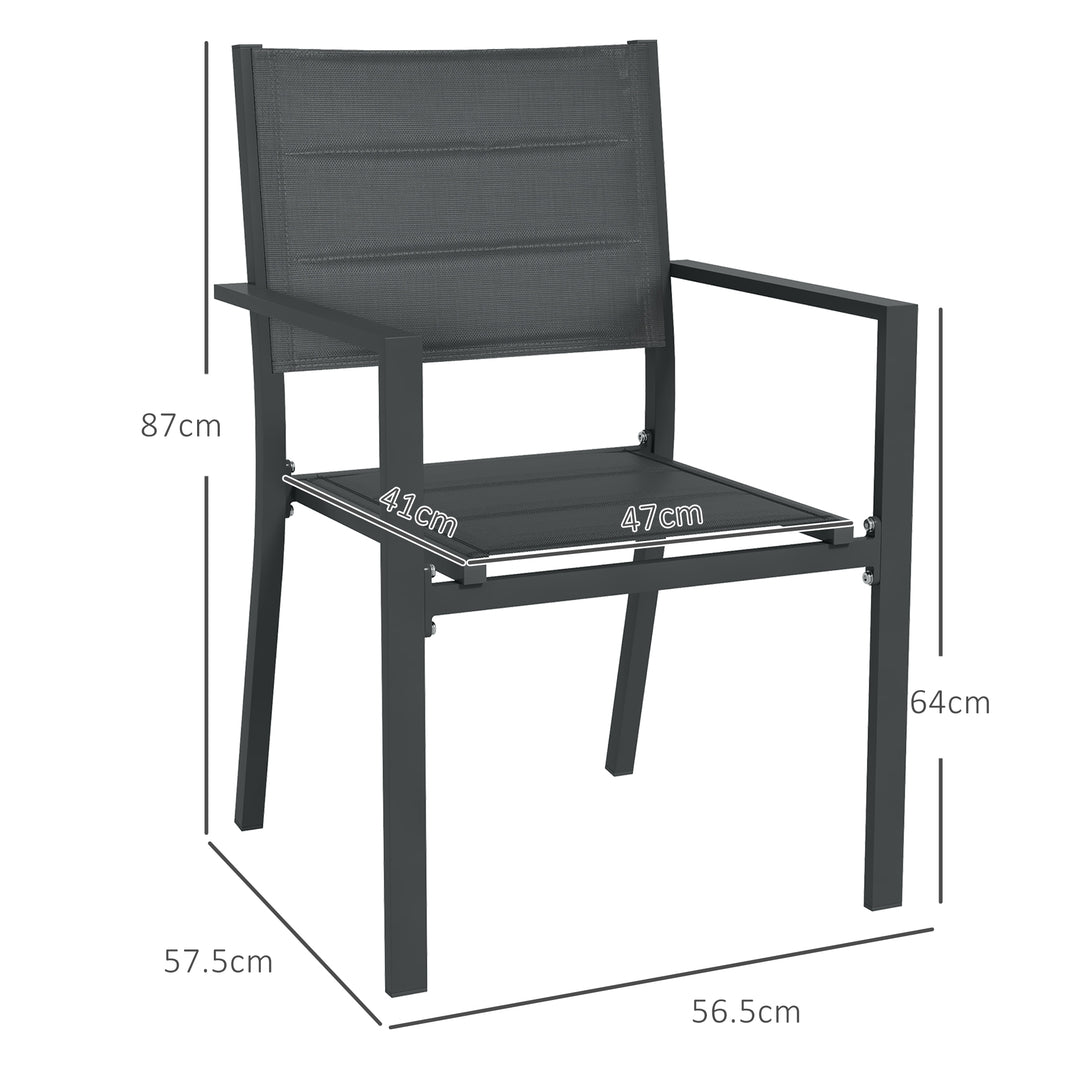 Set of Two Aluminium Stacking Garden Chairs - Dark Grey