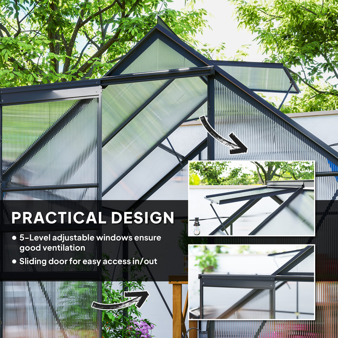 190 x 190cm Walk-In Polycarbonate Greenhouse