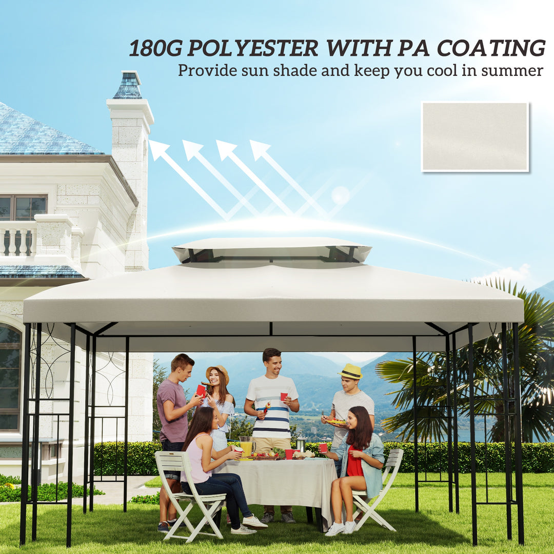 MCL 3x4m Gazebo Replacement Roof Canopy 2 Tier Top UV Cover Garden Patio Outdoor Sun Awning Shelters Cream (TOP COVER ONLY)