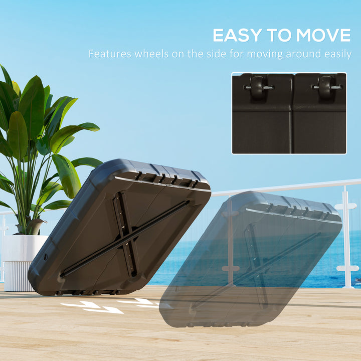 Fillable Cantilever Parasol Base Weights with Steel Cross Base, Garden Umbrella Stand Weight with Wheels, 195kg Sand or 170kg Water Filled, Coffee