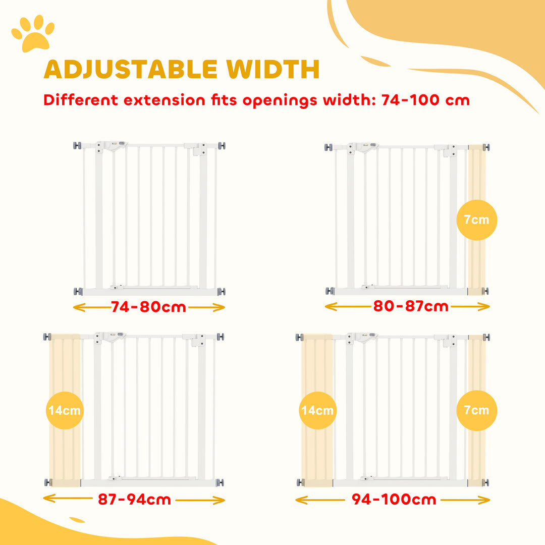 Adjustable Safety Gate w/ Two Extensions, Four Adjustable Screws, White