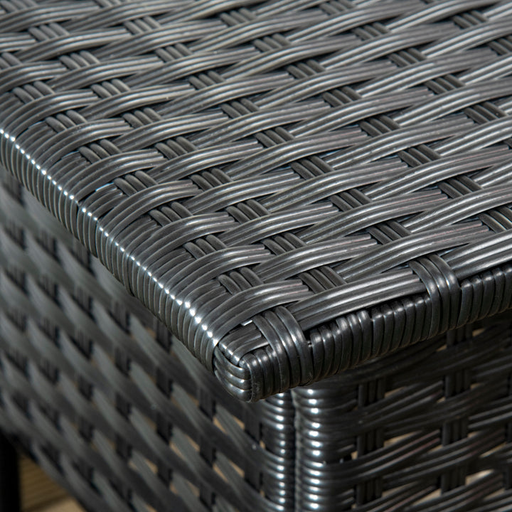 Rattan Side Table, Outdoor Coffee Table with Plastic Board Under the Full Woven Table Top for Patio, Garden, Balcony, Black