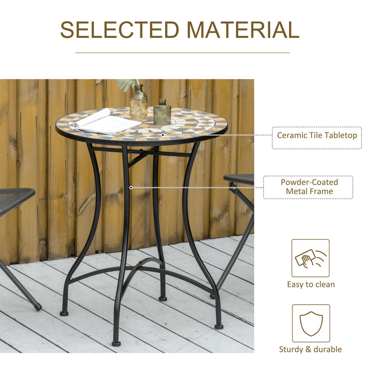 Φ60cm Mosaic Outdoor Patio Table - Grey
