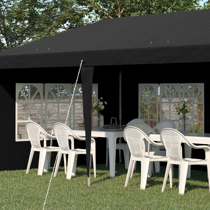 Outsunny 3 x 6m Pop Up Gazebo, Height Adjustable Marquee Party Tent with Sidewalls and Storage Bag, Black