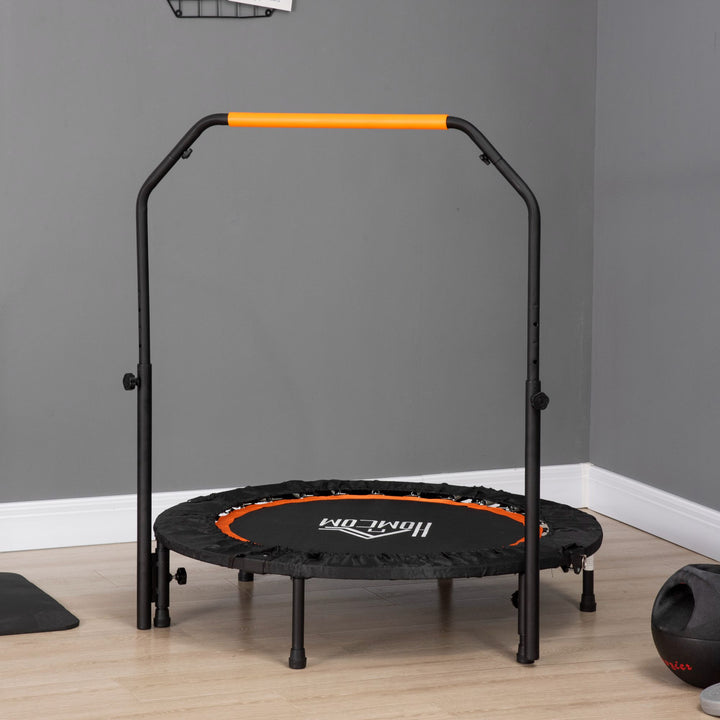 HOMCOM 40'' Foldable Mini Trampoline, Fitness Trampoline, Rebounder for Adults with Adjustable Foam Handle for Indoor Outdoor Cardio Training