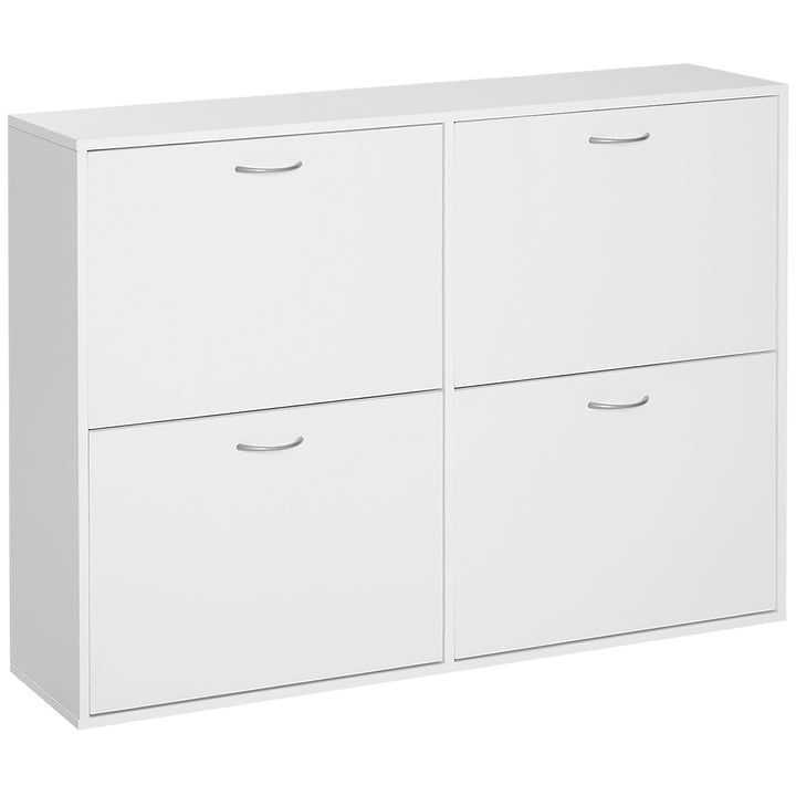 HOMCOM Shoe Cabinet, 120Lx24Wx81H cm, Particle Board-White | Aosom UK