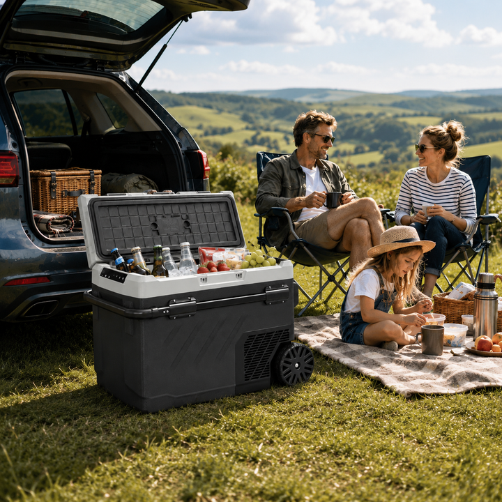 40L Compressor Car Fridge Freezer, Dual Zone Camping Refrigerator with