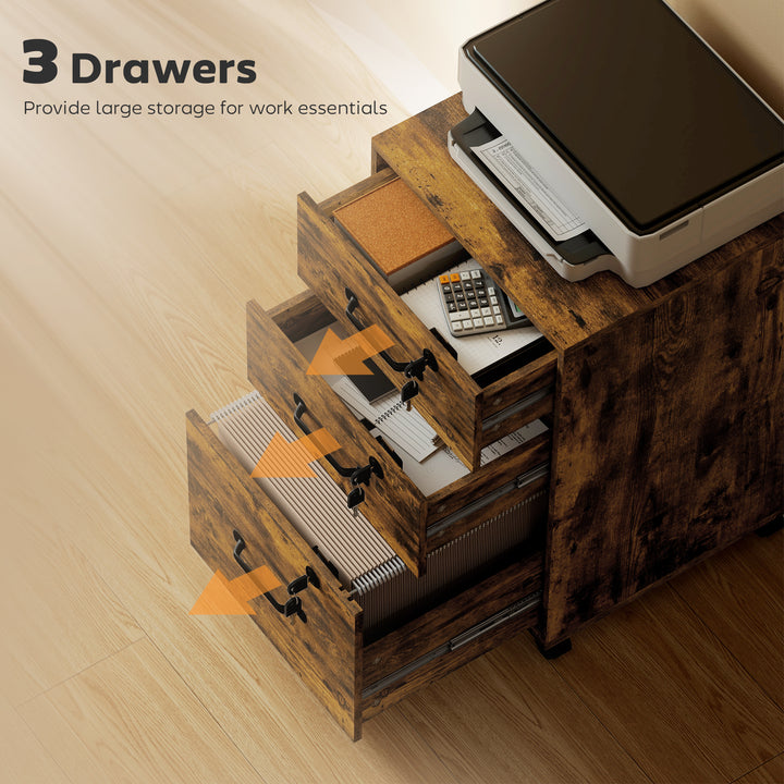 Three Drawer Wood-Effect Filing Cabinet