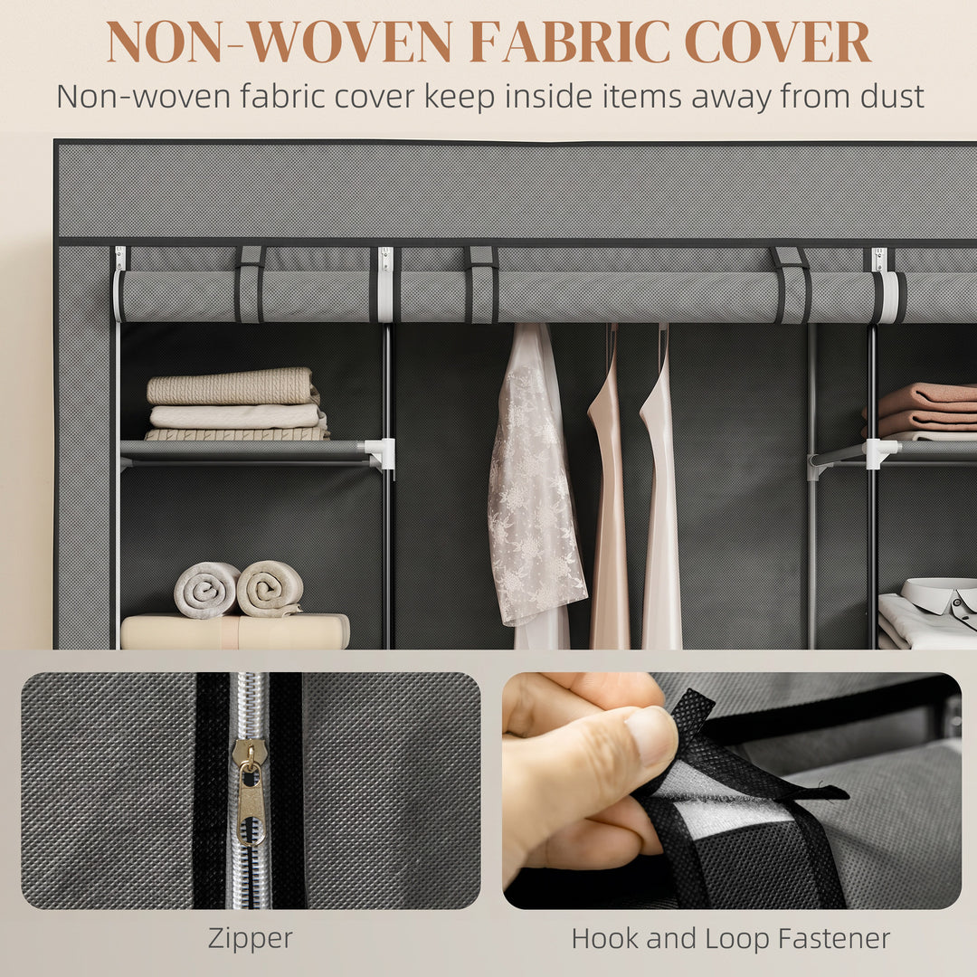 Clothes Storage Organiser with Hanging Rail, Shelves, Portable Wardrob