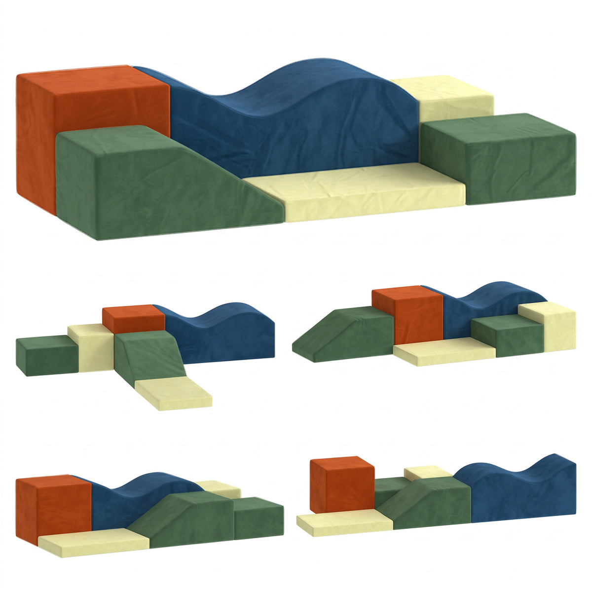 Kids Soft Play Set, 6PCS Foam Climbing Blocks with Non-Slip Base