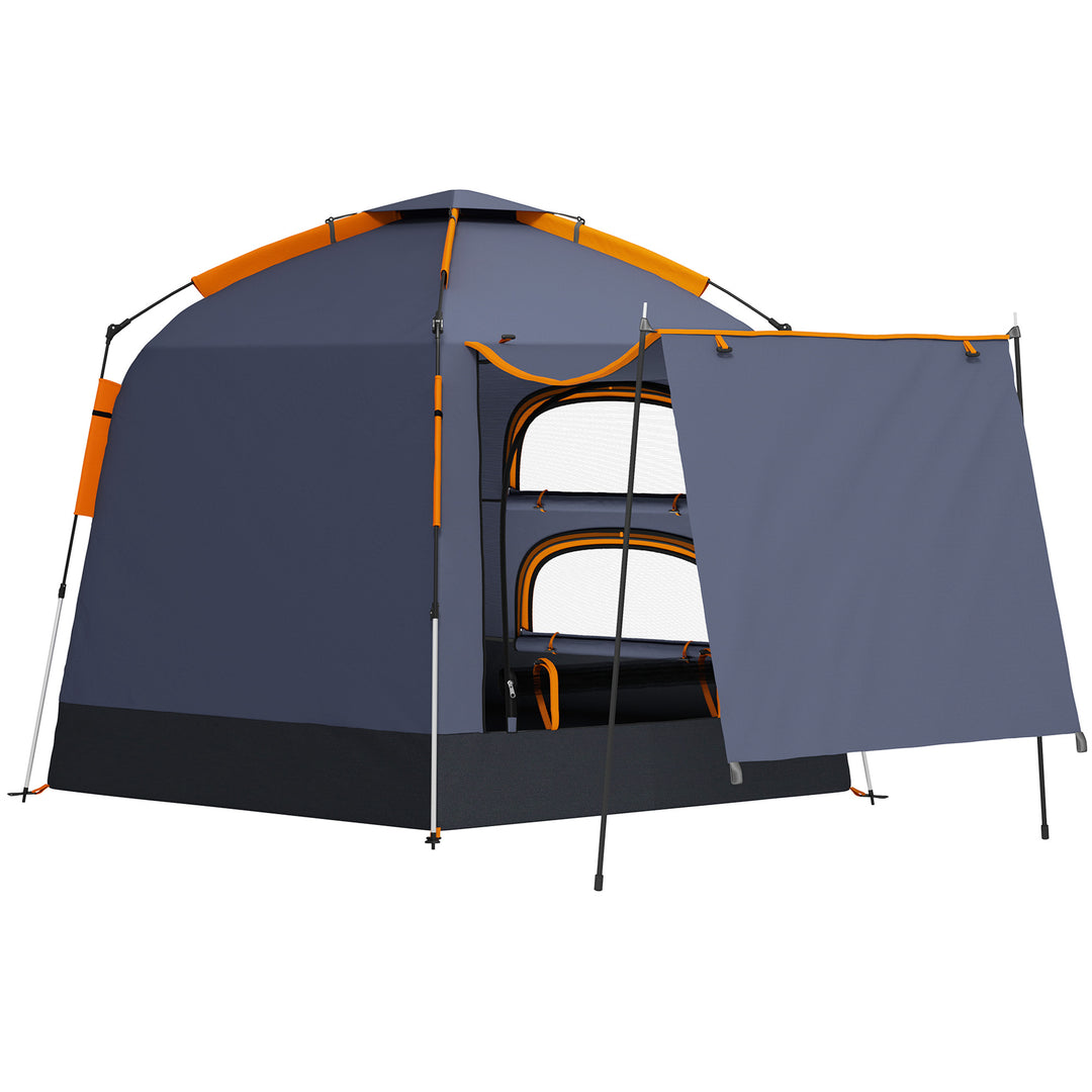 Automatic Pop Up Camping Tent, Instant Setup 2-4 Man Tent with Mesh Windows, Waterproof & UV30+, Portable with Carry Bag for Fishing, Hiking, Backpacking, Dark Grey
