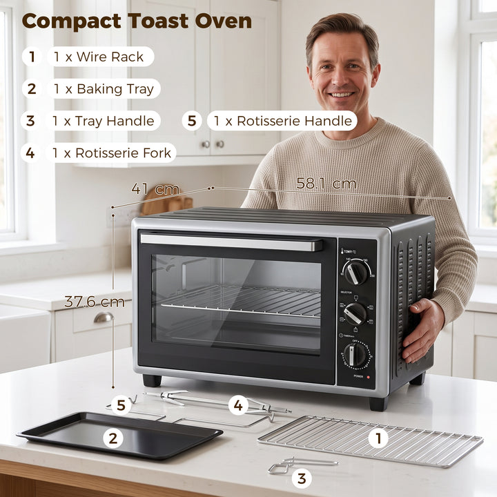 46L Mini Oven with Convection with Rotisserie, 90–230°C Adjustable - view 3