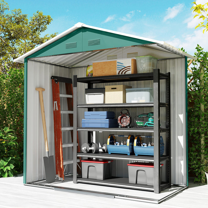 6.5ft x 3.5ft Metal Garden Storage Shed for Outdoor Tool Storage with Double Sliding Doors and 4 Vents, Green