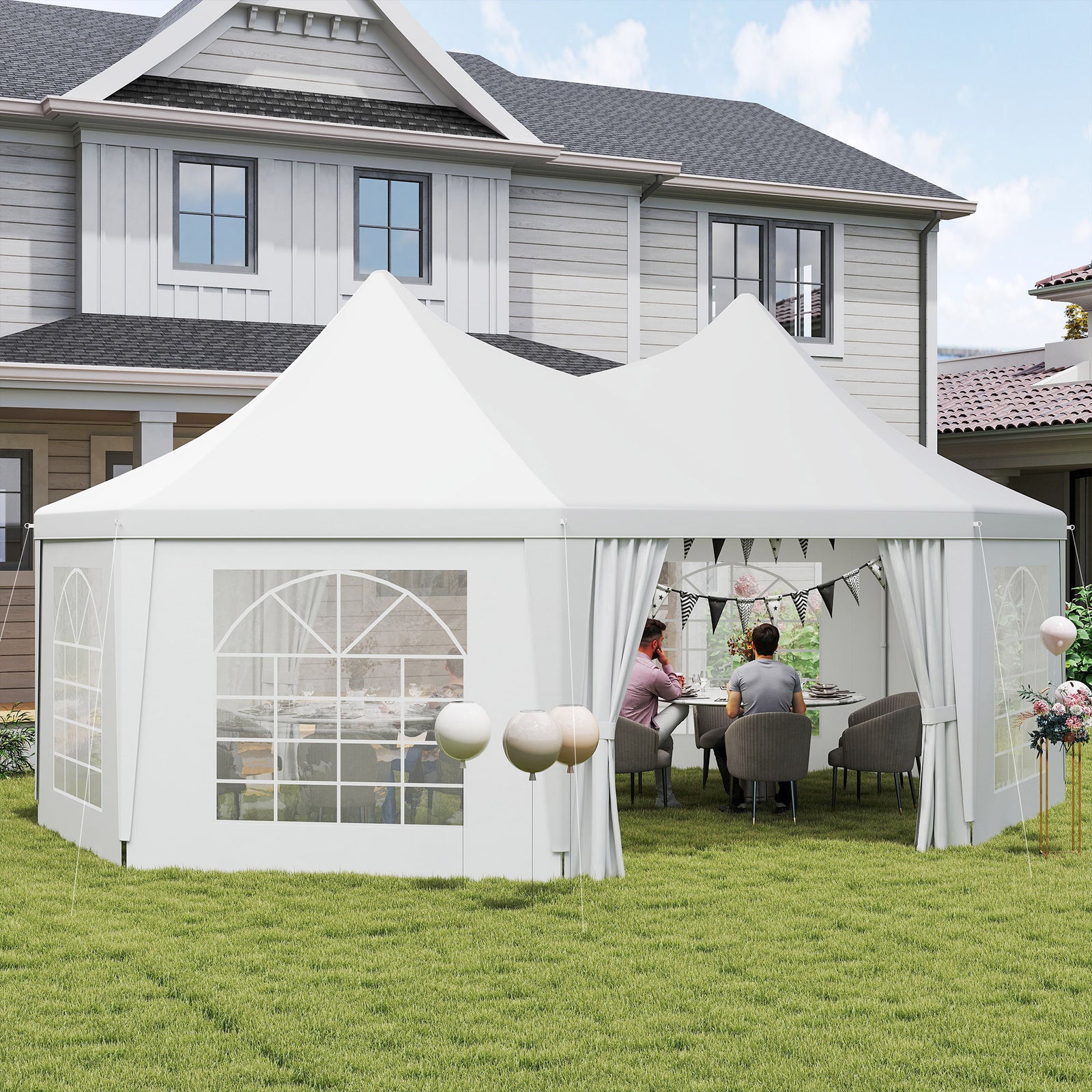 6.8 x 5m Octagonal Marquee Gazebo - White