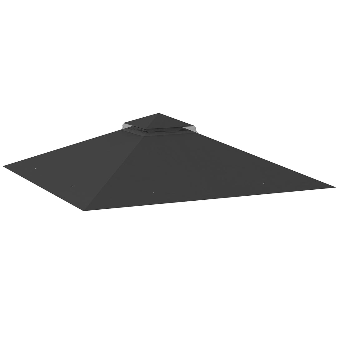 3x3(m) Replacement Gazebo Canopy, Double Tier Roof Top for Garden, Patio, Outdoor, Black (TOP ONLY)