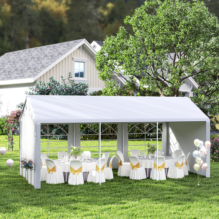 MCL 6m x 3m Garden Gazebo Marquee Wedding Shelter Level 4 Wind Protection, White