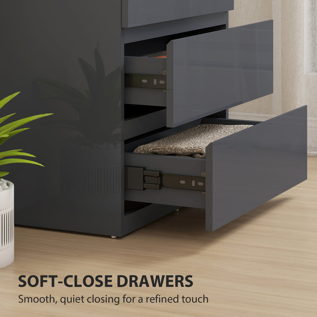 High Gloss Chest of Drawers, 4-Drawer Storage Cabinets, Modern Dresser