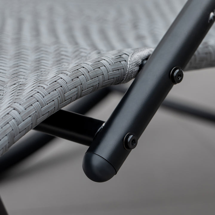 MCL Zero Gravity Rocking Lounge Chair Rattan Effect Patio Rocking Chair w/ Removable Pillow Recliner Seat Breathable Texteline - Grey