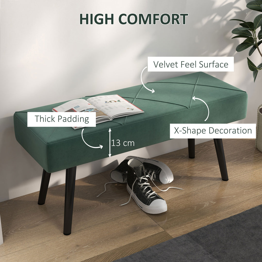 HOMCOM Bedroom Bench Shoe Bench with Sponge Cushion, Steel Legs, Velvet-Feel Upholstery, for Window Seat, Entryway Storage | Aosom UK